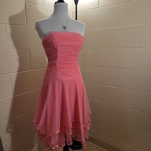 Vintage Pink Strapless Asymmetrical Fairy Hippie Boho Dress